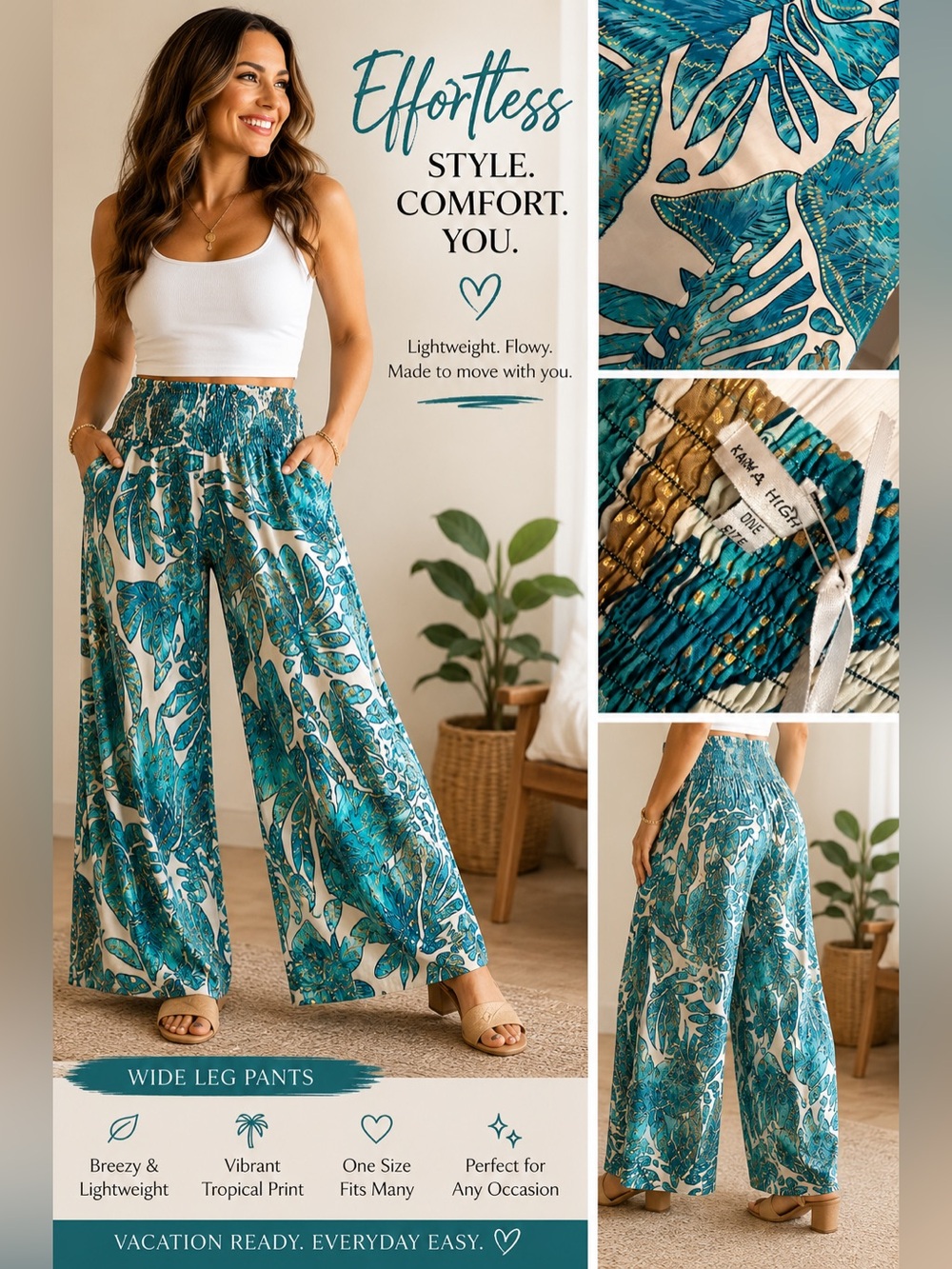 Karma Highway wide Leg Pants Size OS Purple Teal Marble Print